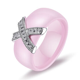 Women Ring With AAA Crystal 8 mm X Cross Ceramic fashion rings