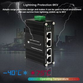 حاقن PoE-link 12-48VDC Gigabit الصناعي 2 منفذ معدني صلب 30 واط كحد أقصى طاقة عالية PoE PoE Network