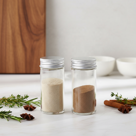 Square Glass Lid Pepper Spice Seasoning Condiment Storage Jar