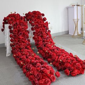 Cascading Artificial Red Rose Wedding Backdrop Aisle Event Decor Flower