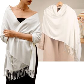 Solid Color Tassel Large Wrap Polyester Elegant Women Shawl Scarf