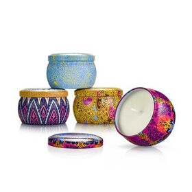 Home decor jar candle massage SPA Gift Set 100% Soy Wax candle Portable Travel Tin scented candle