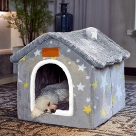 Dog House Indoor Memory Sponge, Foldable Dog House Kennel Bed Mat with Cushion for Small Medium Large Dogs Cats