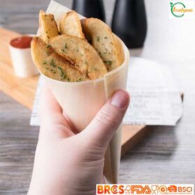 Le FSC a certifié la tasse en bois de cône d'Eco, tasse jetable de catégorie comestible, emballage fait sur commande