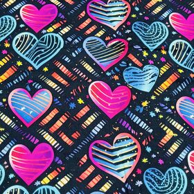 100% Cotton Printed Fabric with Hearts