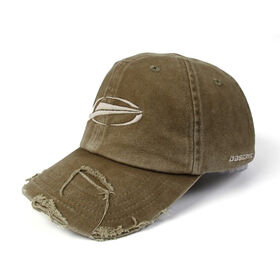 Gorra de algodón sarga, material pesado lavado, diseño de moda old school, logo bordado 3D, color denim