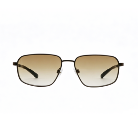 Premium Bronze Metal Square Sunglasses with Gradient Brown Lens for Men Business Casual