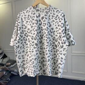 Camisetas Oversize de Streetwear para Hombre de Alta Calidad, Impresión Gráfica, Venta al por Mayor, Ajuste Crop, Transpirables, Lisas, con Estampado de Leopardo
