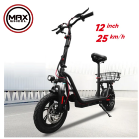 Hochwertiger EB5 Elektroroller mit Sitz | 350W 36V 7.5Ah Lithium-Akku E-Scooter | Höhenverstellbarer Zweirad-Roller 12/14 Zoll