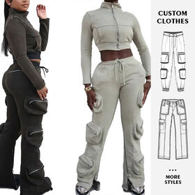 Camo Pattern Casual Loose Fit Women's Wide Leg Cargo Pants
