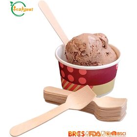 100% biodegradable abedul helado cuchara 95mm LFGB aprobado ecológico cubiertos desechables para restaurantes y hogar