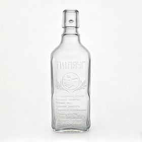 500ml Embossed Square Clear Glass Vodka Bottle Empty Liquor Vessel for Premium Distilled Spirits