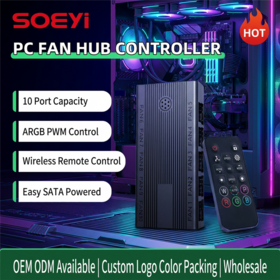 Ultimate 10-Port Fan & ARGB Control Center Dual-Mode Control Remote & Motherboard Sync Control Board and Remote Control Set