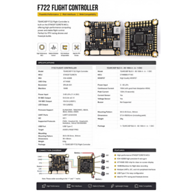 F722 F7 controlador de vuelo stm32f722ret6 con 4-en-1 ESC 60a 80a 100a controlador de velocidad electrónico para aviones RC