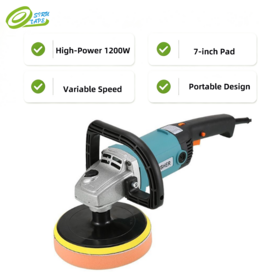 Polisseuse Rotative Électrique pour Voiture W060, 180mm, 1200W, 6 Vitesses, Machine de Polissage Polyvalente en Gros
