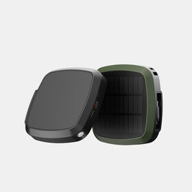 Solar Powerbank 10000mAh mit einziehbarem Kabel, PD20W/QC22.5W Schnellladung, Outdoor-Stil mit Aufhängerring, grüne Farbe