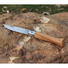 OEM Manual Open Ring Lock EDC Knife Beech Wood Handle Folding Mirror Blade Outdoor Camping Fishing Daily Cutting Pocket Knife