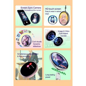 AI Electronic Badge | HD Touchscreen Rechargeable Instant Photo Transmission | Badge Intelligent Display | Made China | Anime Fans