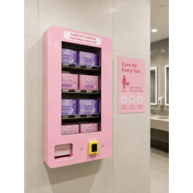 Distributeur Mural pour Serviettes Hygiéniques, Lingettes, Préservatifs et Produits pour Adultes : Paiement par Pièces et Code QR à 6 Canaux pour Salles de Bain Publiques