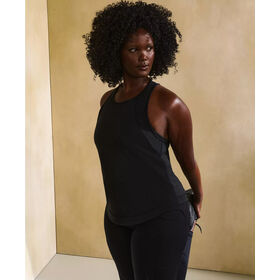 Damen-Laufweste Schwarz Mesh | Leichte, schweißableitende, atmungsaktive Racerback-Laufbekleidung mit reflektierendem Logo & Rundhalsausschnitt