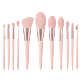 Hot Selling Luxury 11pcs Rose Pink Makeup Brush Set for Face Concealer Studio Training School Use