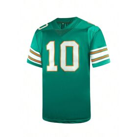 Unisex Green Striped Sleeve 10 Number Football Sports Jersey
