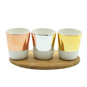 Bocaux/tasses/porte-bougies coniques en céramique de 250 ml (8 oz) pour ciment avec finition électroplaquée argent, or, or rose pour la fabrication de bougies chauffe-plat