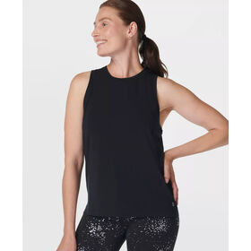 Gilet Studio Noir Toucher Doux pour Femme | Haut ample à col rond pour Yoga, Pilates, Barre avec Tissu Recyclé