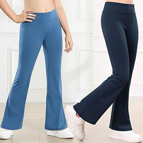 Atmungsaktive, weiche Baumwoll-Gefühl-Mädchen-Schlaghosen für Yoga, Performance-Activewear mit geteiltem Saum
