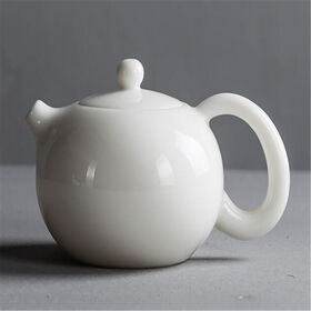 White Porcelain Jade Teapot, Handcrafted Ceramic Sheepskin Jade Teapot