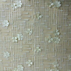 3D Flower Beaded Embroidery Lace Fabric Wedding Bridal Dress Raw Material
