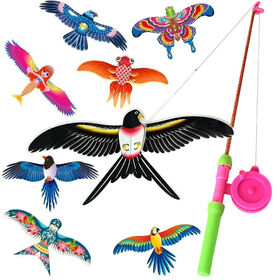 Kid Cartoon Swallow Bird Kite With Mini Fishing Rod Dynamic Simulation Outdoor Flying Toy