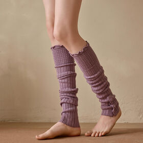Y2K Striped Acrylic Knit Leg Warmers Foot Socks Custom Women Knitted Leggings Cover