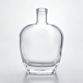 500ml Wide Belly Flat Base Clear Glass Liquor Bottle for Brandy, Whiskey, Premium Craft Spirits