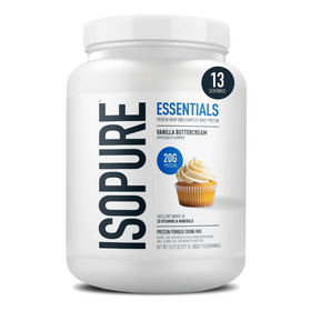 IsoPure Essentials Proteinpulver Cremige Vanille Vitamin 377g, IsoPure RTD Protein Drink Blaue Himbeere Protein Boost 12 Flaschen