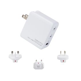 Venta caliente 102W 2c1a PD 3,1 PPS Gan cargador plegable enchufe compatible con multi-país AC enchufe adaptador de viaje para portátil Tablet