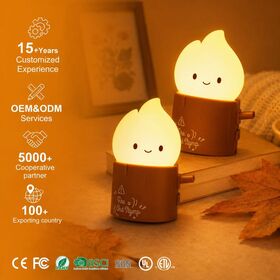 USB Rechargeable LED Night Light Tree Stump Ghost Candle Lamp with Stepless Dimming Birthday Gift Atmosphere Silicone Table Lamp
