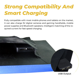 Chargeur de Panneau Solaire Pliable Étanche Portable 28W avec Sunpower, Sac Solaire Flexible avec Port DC et USB pour Usage Extérieur