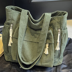 Großhandelsfabrik Corduroy-Tasche mit großer Kapazität für Damen, Canvas-Tasche mit individuellem Logoaufdruck, Designer-Handtasche