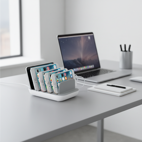 Intelligente 5-Port USB-Ladestation für Desktop, tragbar und Flughafen, für Mobiltelefone, Tablets und mehrere Geräte.
