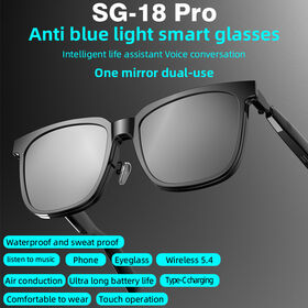 Bluetooth Glasses SG18 Pro Ultraviolet Proof Anti-Blue Light Self Adhesive Lens Auto Pairing Smart Glasses