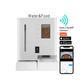 Hochwertiger Automatischer Katzenfutterautomat 2-in-1 Haustierfutter- und Wasserbrunnen mit WLAN-APP-Steuerung, Intelligenter Futterspender mit Kamera