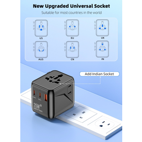 Adaptador de Viaje Universal Global con Múltiples Puertos USB para Electrónica de Consumo de Viajes Internacionales