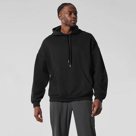 Herren Herbst Casual Pullover mit Kapuze, Streetwear, Drop Shoulder, Schwergewicht, Gestrickte Kapuzenpullover