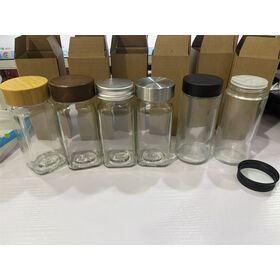 Kitchen Storage Cover Square Spice Bottles Condiment glass jar