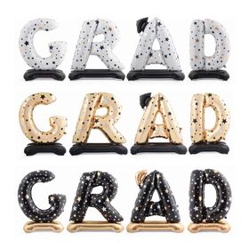 Amazon Cross Border Graduation Standing Letters GRAD Cardboard Packaging Aluminum Foil Aluminum Film Balloon Graduation Ceremony