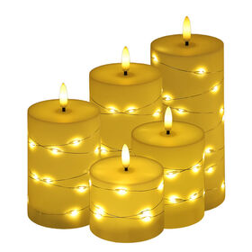 Plastic Led Pillar Candle With String Light Festival Retro Lantern Set