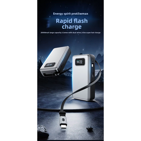 Joyou Batterie Externe 20000mAh avec Affichage Numérique Intelligent LCD, Charge 65W et Câble Rétractable pour Ordinateur Portable