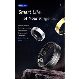Ultra-Thin IP68 Waterproof AMOLED Sport Ring Alloy Smart Fitness Tracker Men Women Heart Rate Blood Pressure App Controlled