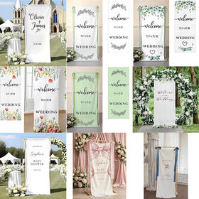 Custom Printed Fabric Banner Festival Wedding Hanging Signage Backdrop